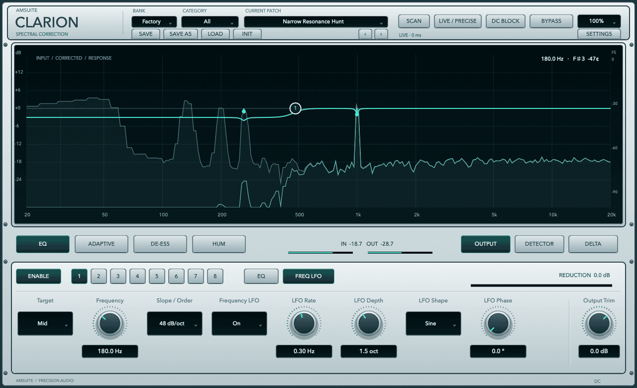 CLARION commercial interface during actual audio processing