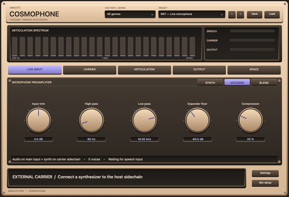 COSMOPHONE FX native plugin interface