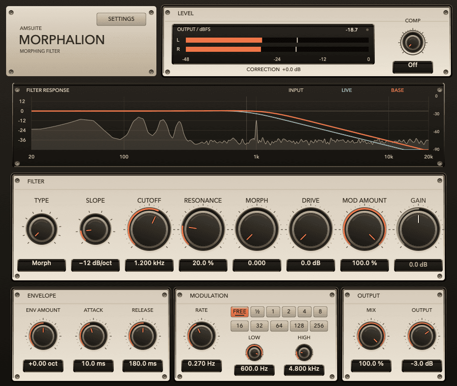 MORPHALION commercial interface during actual audio processing